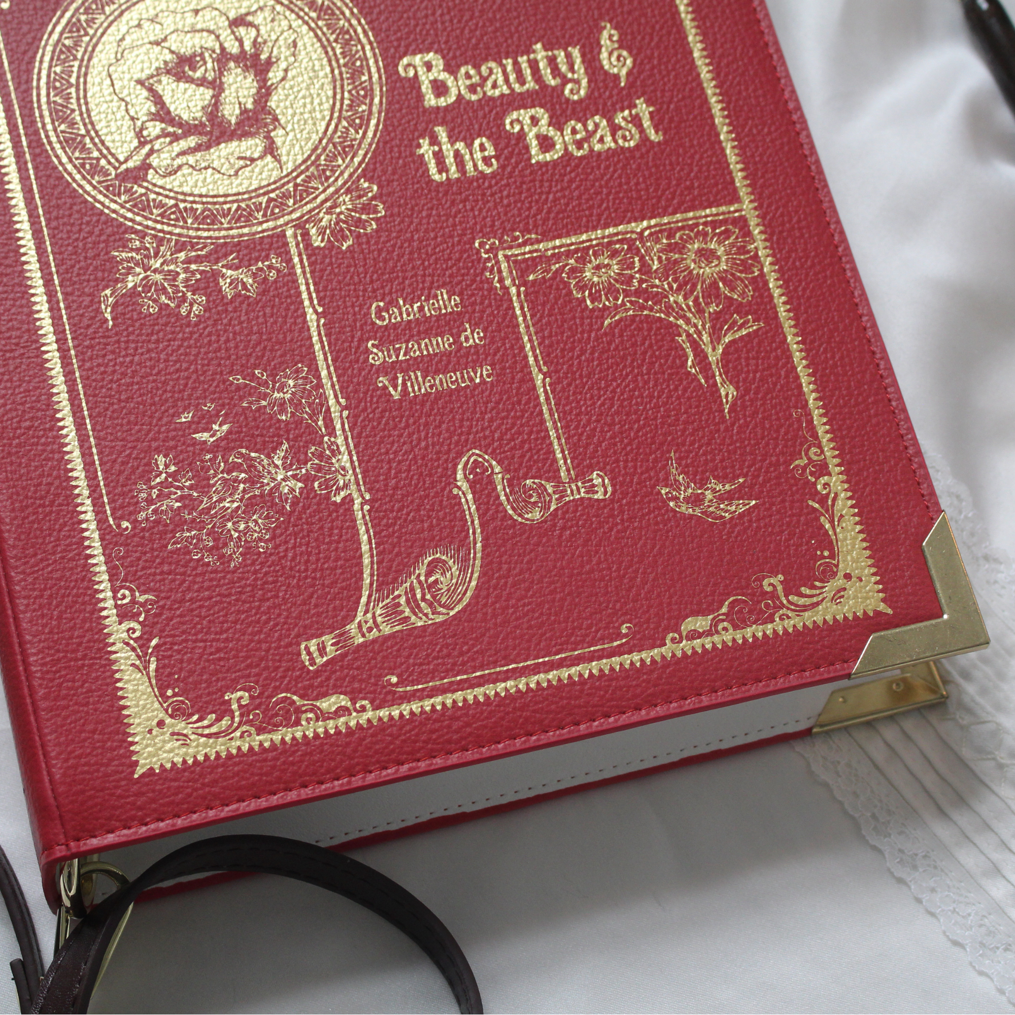 Luxury Gold Foiled Beauty and the Beast Vegan Leather Crossbody