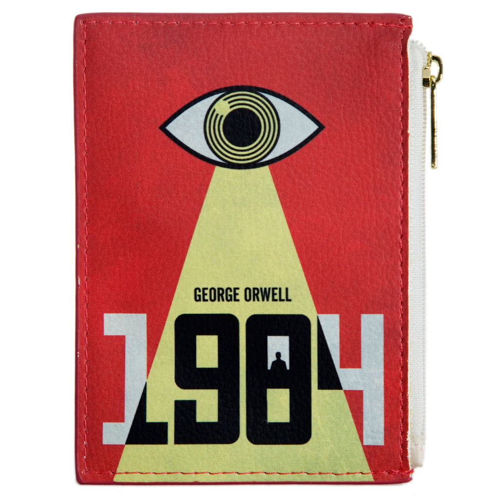 1984 Red and Yellow Coin Purse by George Orwell featuring Watchful Eye design, by Well Read Co. - Front