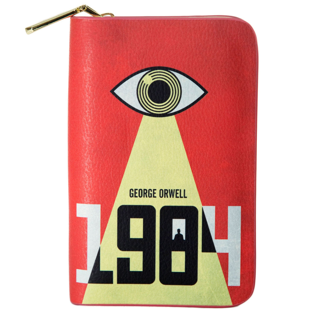 1987 Red and Yellow Wallet Purse by George Orwell featuring Big Brother's Eye design, by Well Read Co. - Front