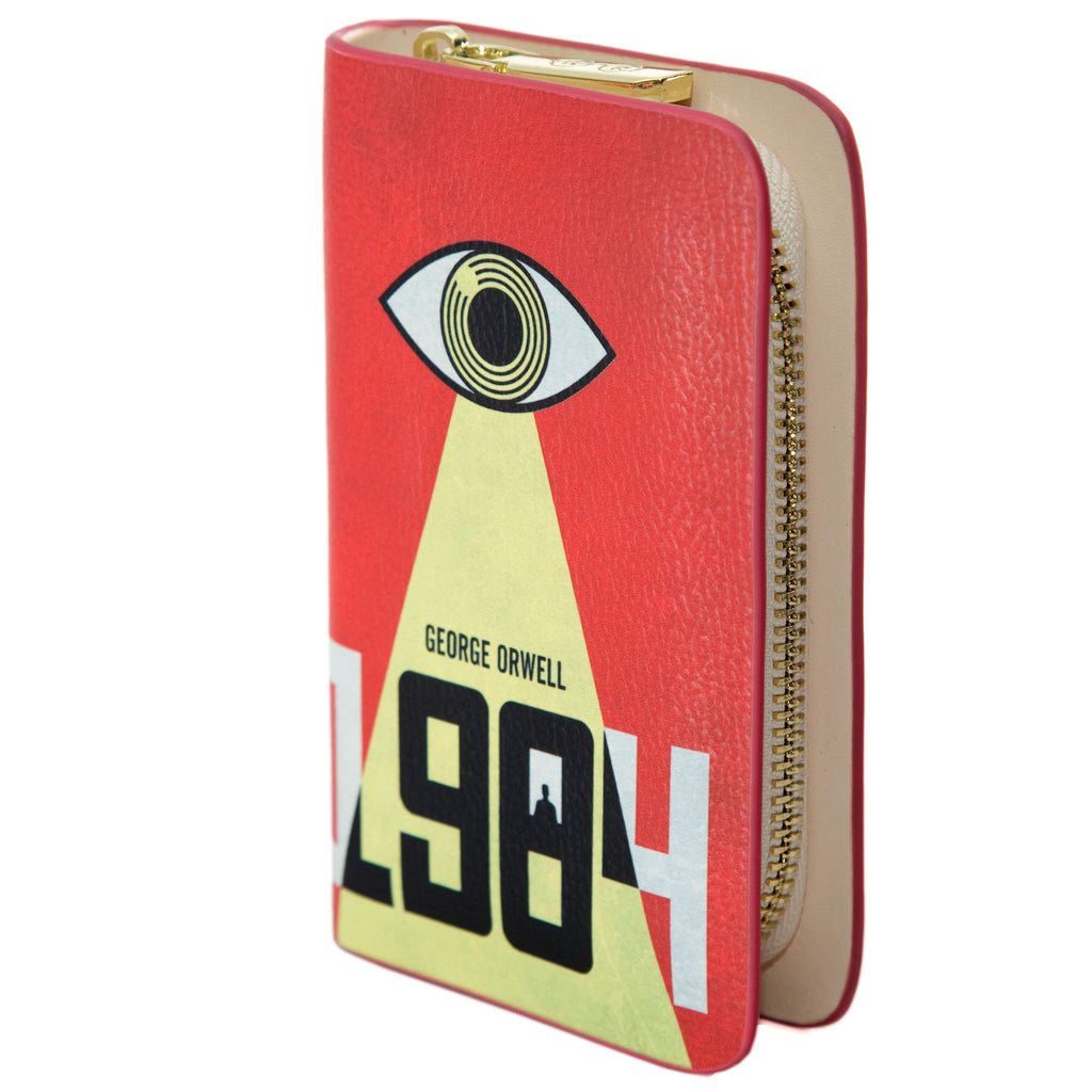 1986 Red and Yellow Wallet Purse by George Orwell featuring Big Brother's Eye design, by Well Read Co. - Front