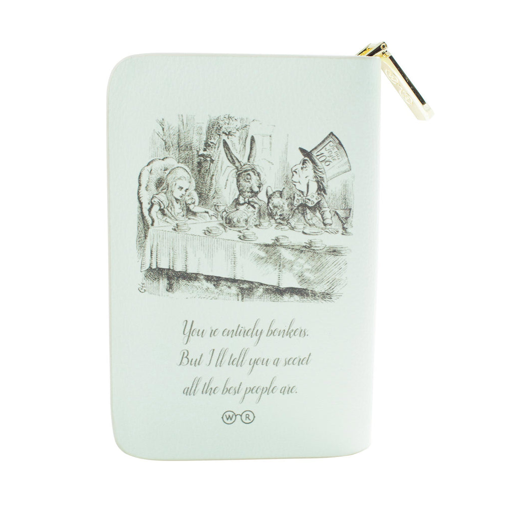 Alice's Adventures in Wonderland Green Wallet Purse by Lewis Carroll featuring Alice and Cheshire Cat design, by Well Read Co." - Back