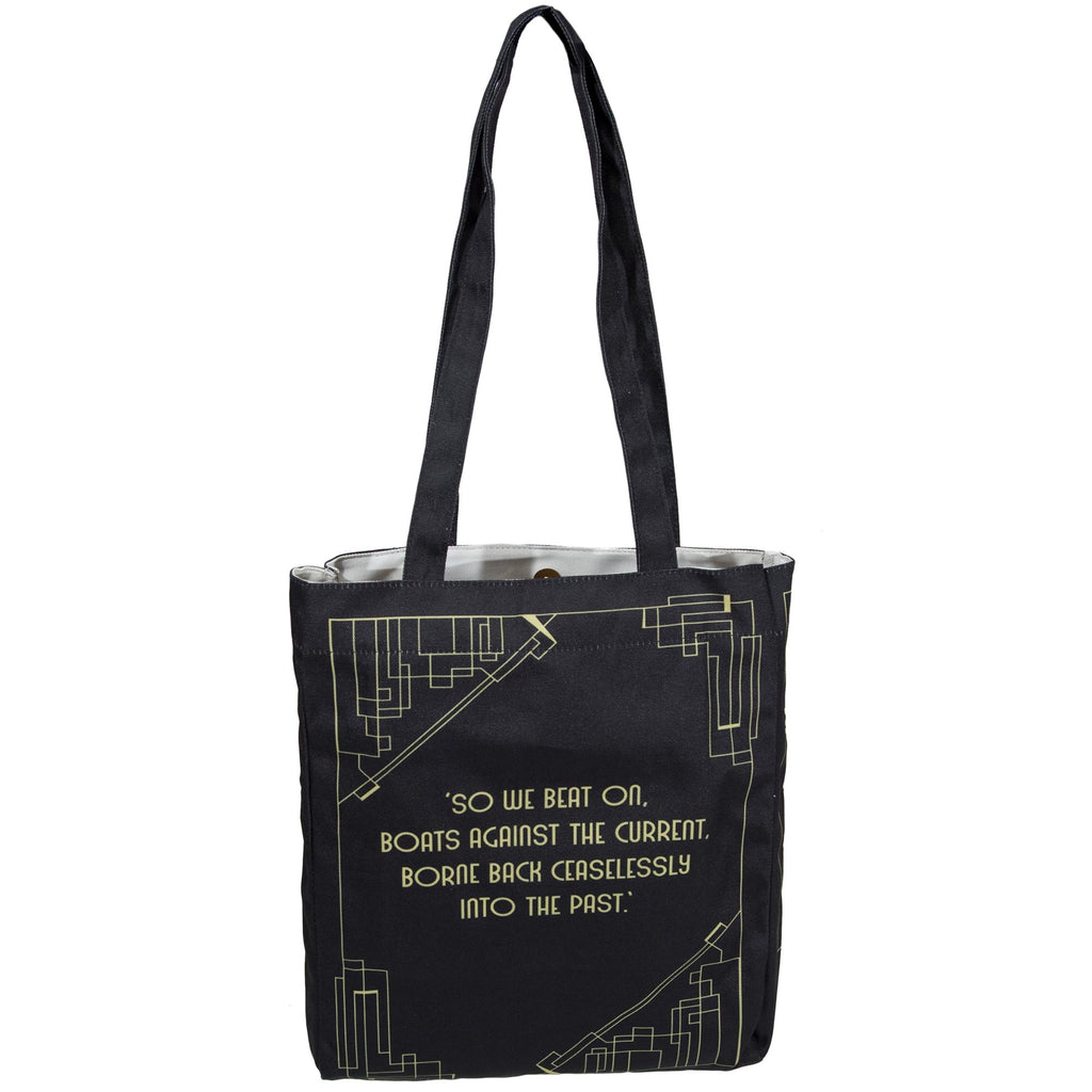 The Great Gatsby Black Tote Bag by F. Scott Fitzgerald featuring Art-Deco Lattice design, by Well Read Co. - Hand