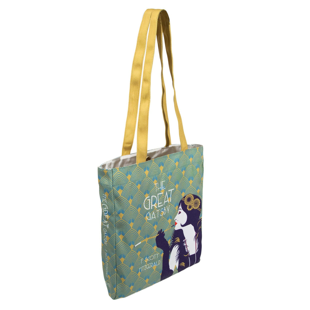 The Great Gatsby Tote Bag by F. Scott Fitzgerald featuring flapper girl, by Well Read Co. - Side