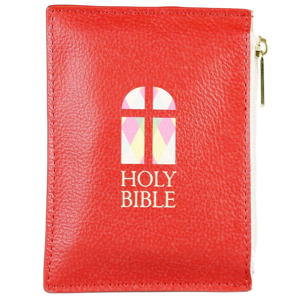 The Holy Bible Red Coin Purse by Well Read Co. featuring Stained-Glass Window design - Front