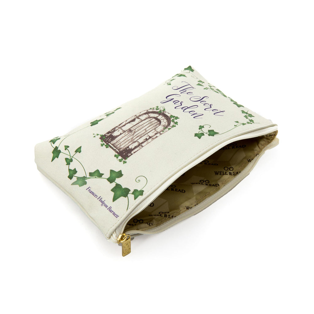The Secret Garden Green Pouch Purse by F.H. Burnett featuring Ivy-covered Gate design, by Well Read Co. - Hand