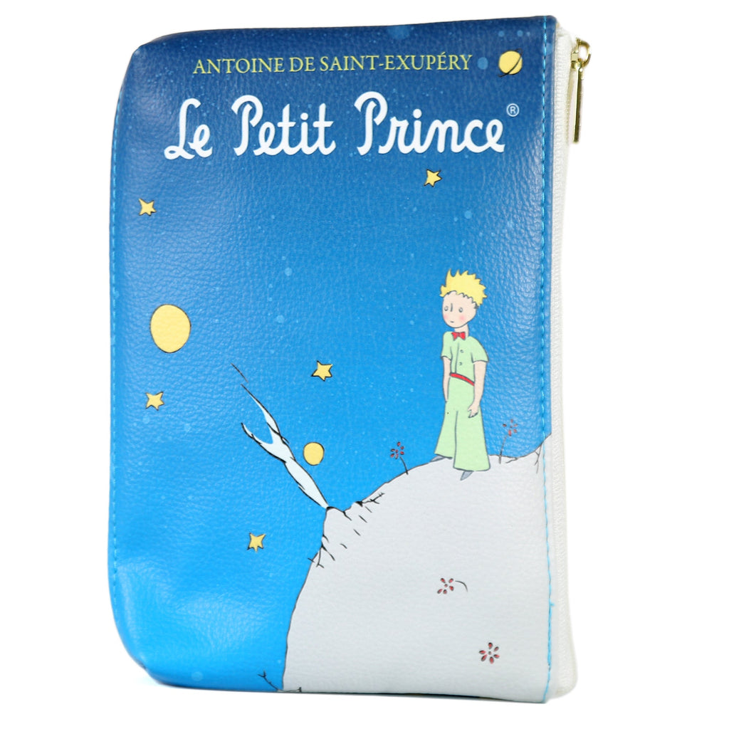 The Little Prince Blue Pouch Purse by Antoine de Saint-Exupéry featuring Little Prince on his Home Planet design, by Well Read Co. - Front