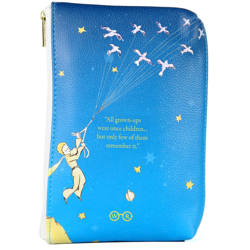 The Little Prince Blue Pouch Purse by Antoine de Saint-Exupéry featuring Little Prince on his Home Planet design, by Well Read Co. - Back