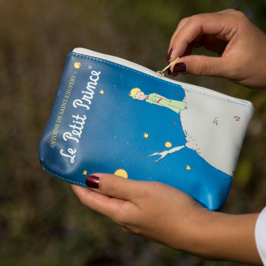 The Little Prince Blue Pouch Purse by Antoine de Saint-Exupéry featuring Little Prince on his Home Planet design, by Well Read Co. - Hand