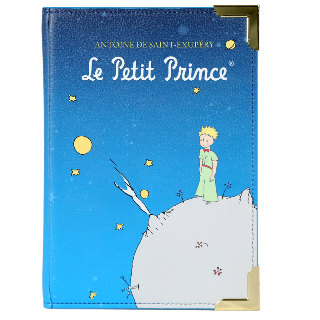 The Little Prince Blue Handbag by Antoine de Saint-Exupéry featuring Little Prince on his Home Planet design, by Well Read Co. - Front