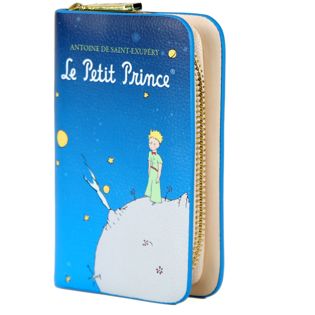 The Little Prince Blue Zip Around Wallet by Antoine de Saint-Exupéry featuring Little Prince on his Home Planet design, by Well Read Co. - Side