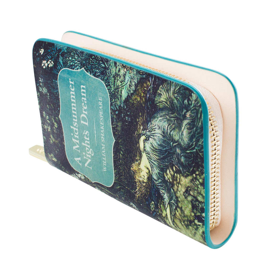 A Midsummer Night's Dream Green Wallet Purse by William Shakespeare featuring Tatiana and Cupid design, by Well Read Co. - With Money
