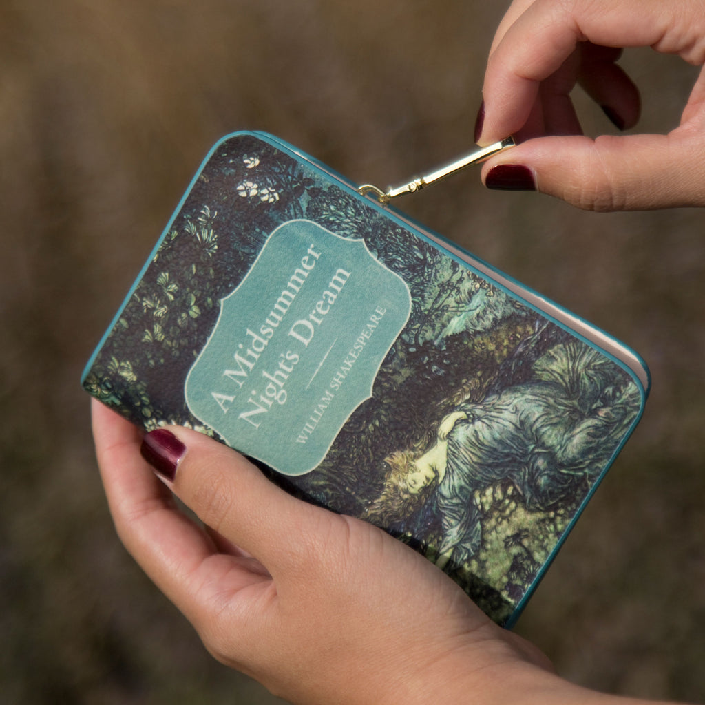 A Midsummer Night's Dream Green Wallet Purse by William Shakespeare featuring Tatiana and Cupid design, by Well Read Co. - Back