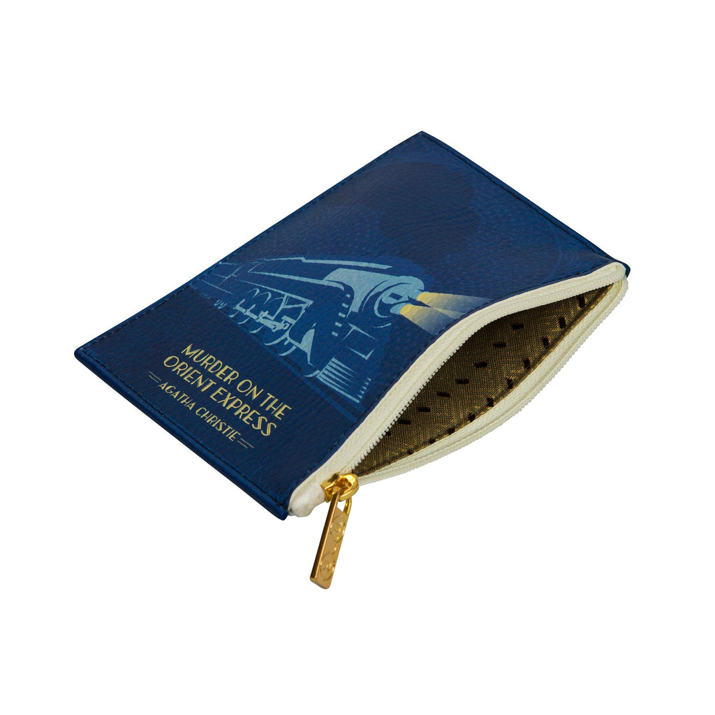 The Murder on the Orient Express Blue Coin Purse by Agatha Christie featuring Steam Train design, by Well Read Co. - Side