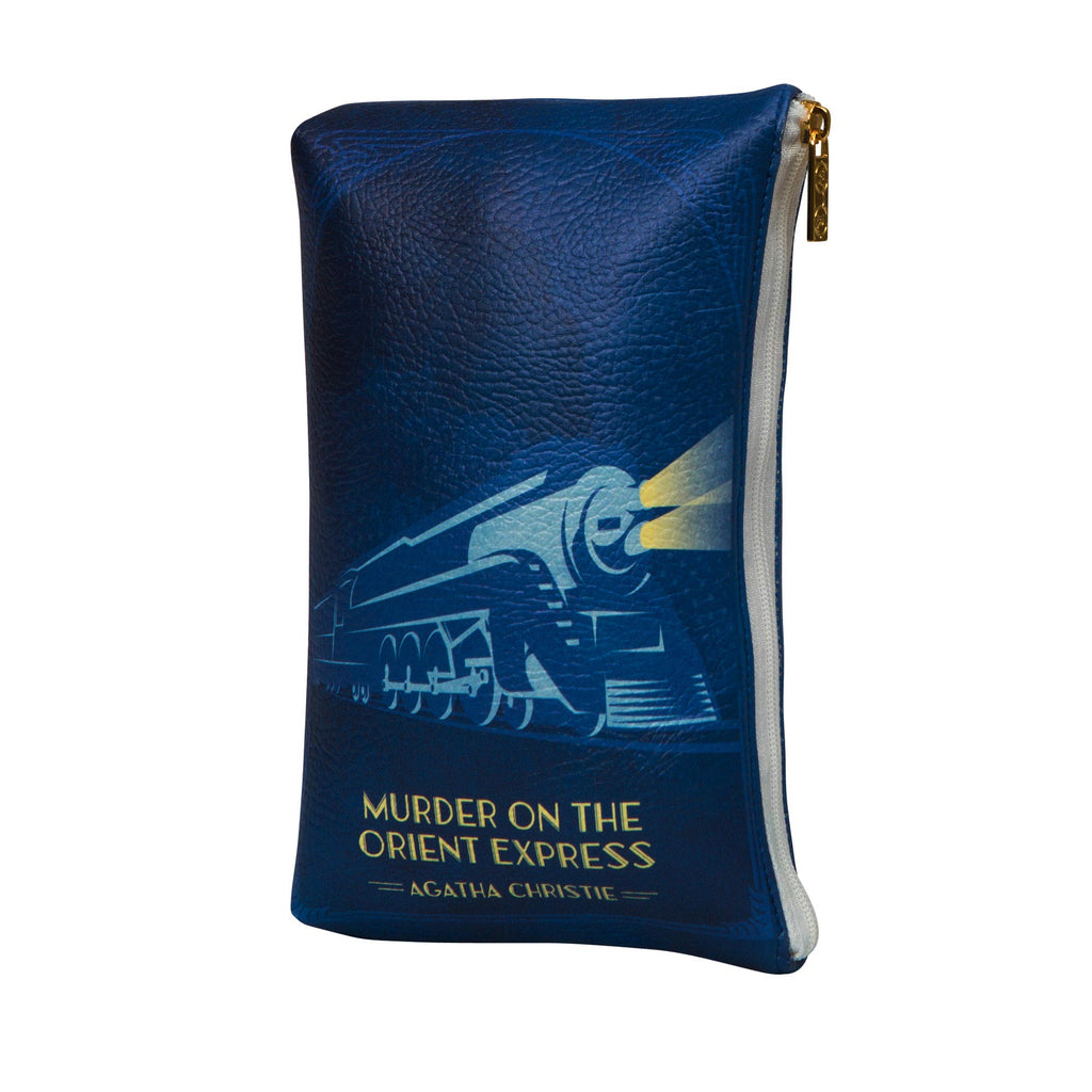 The Murder on the Orient Express Blue Pouch Purse by Agatha Christie featuring Steam Train design, by Well Read Co. - Hand
