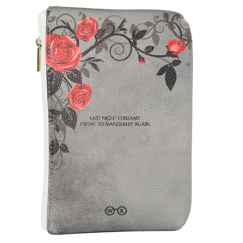 Rebecca Grey Pouch Purse by Daphne du Maurier featuring Ornate Gate covered in Roses design, by Well Read Co. - Back