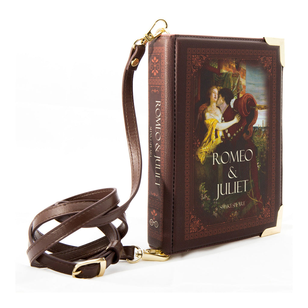 Romeo and Juliet Kiss Brown Book Handbag Crossbody Clutch