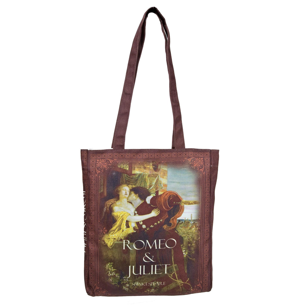 Romeo and Juliet Blue Tote Bag by William Shakespeare featuring Ford Madox Brown's 1870 Oil Painting, by Well Read Co. - Girl Standing