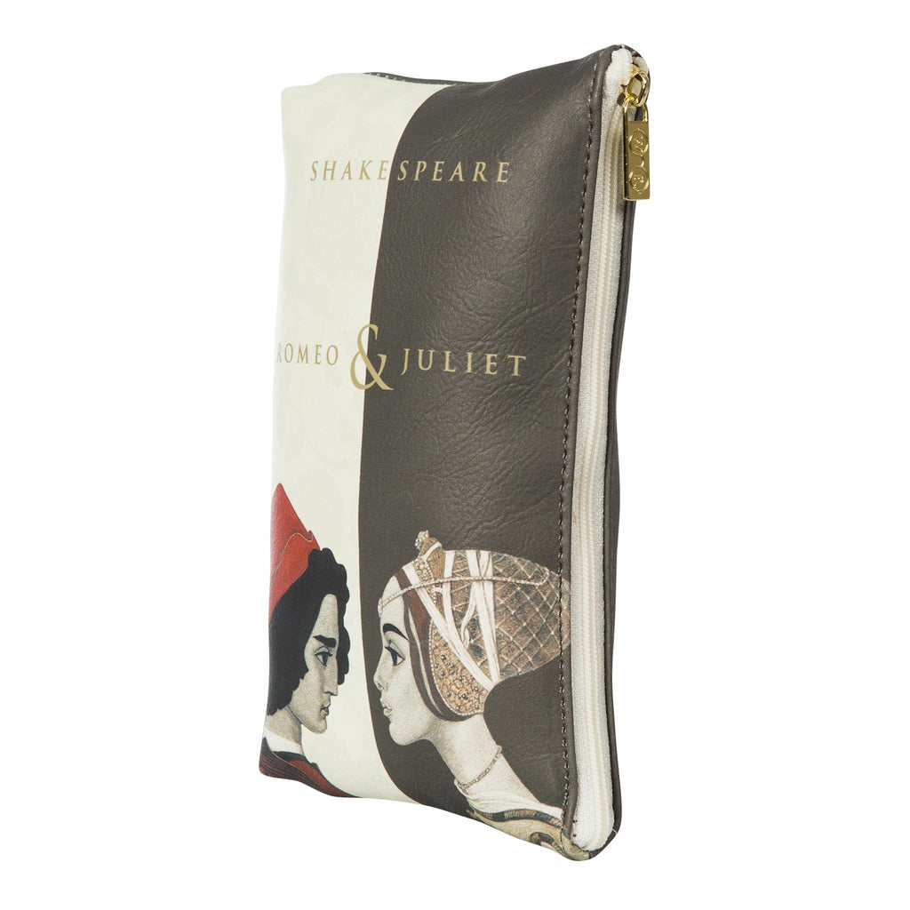 Romeo and Juliet Black and Cream Pouch Purse by William Shakespeare featuring Juliet and Romeo design, by Well Read Co. - Side