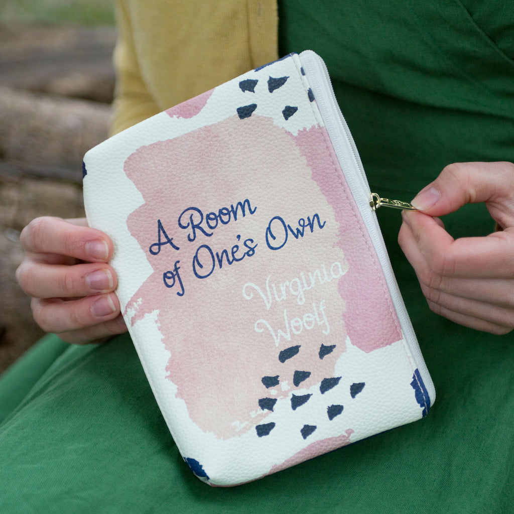 A Room of One's Own Vegan Leather Pouch Purse by Virginia Woolf with Paint Splotches design, by Well Read Co. - Hand