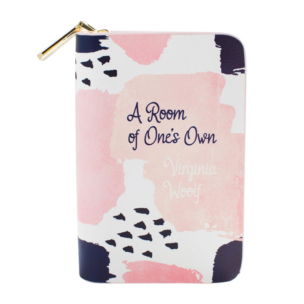 A Room of One's Own Pink and Blue Zip Around Purse by Virginia Woolf, by Well Read Co. - Front