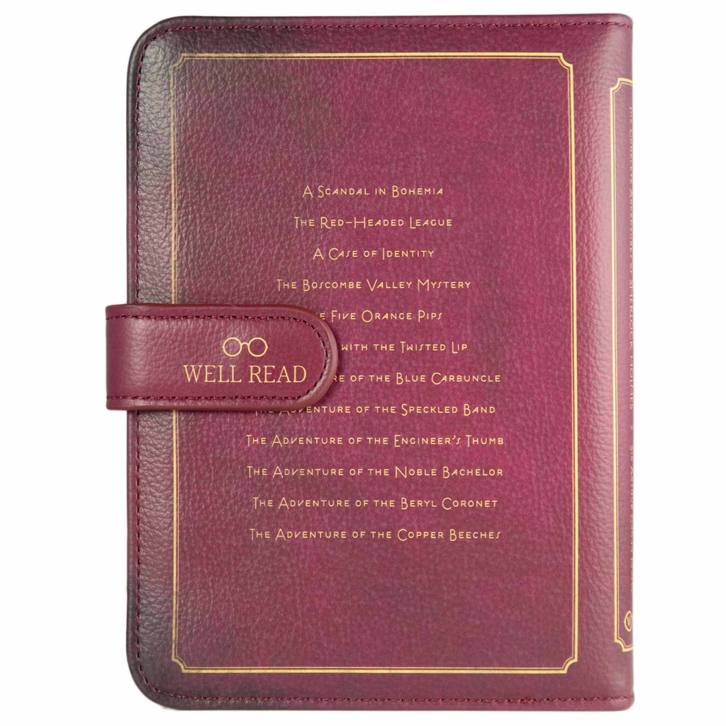 Sherlock Holmes Kindle Case: Burgundy Silhouette Design by Well Read Co. - Front View, Clasp Closed