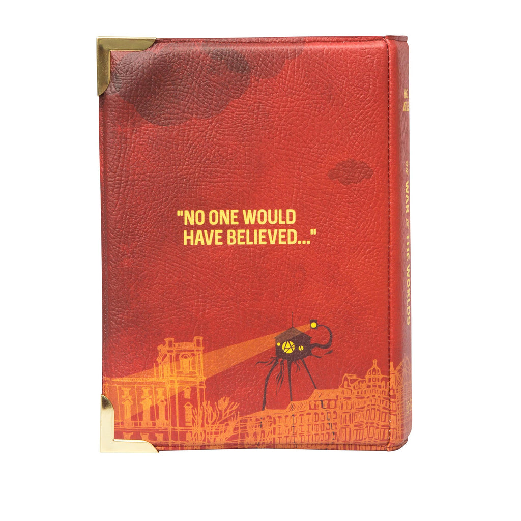 The War of the Worlds Red Handbag by H.G. Wells featuring Martian Tripod design, by Well Read Co. - Back