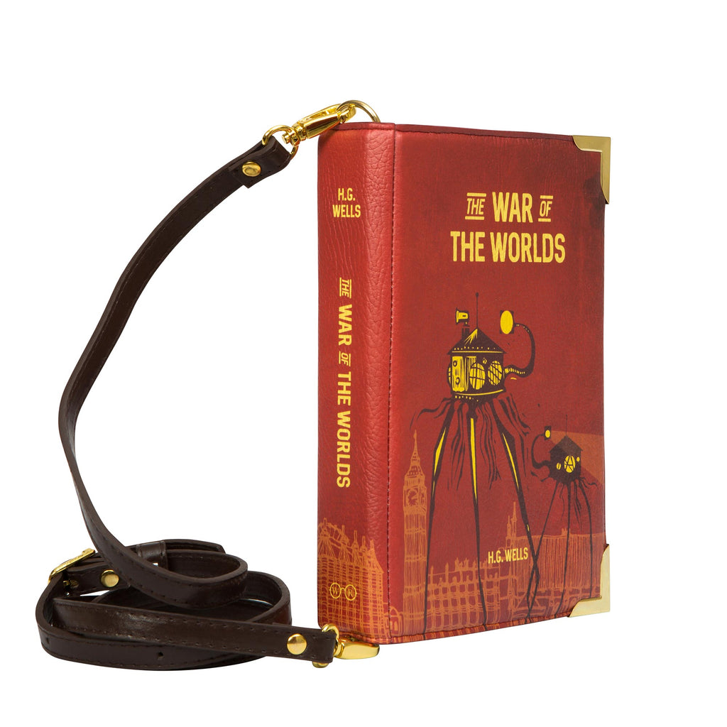 The War of the Worlds Red Handbag by H.G. Wells featuring Martian Tripod design, by Well Read Co. - Side