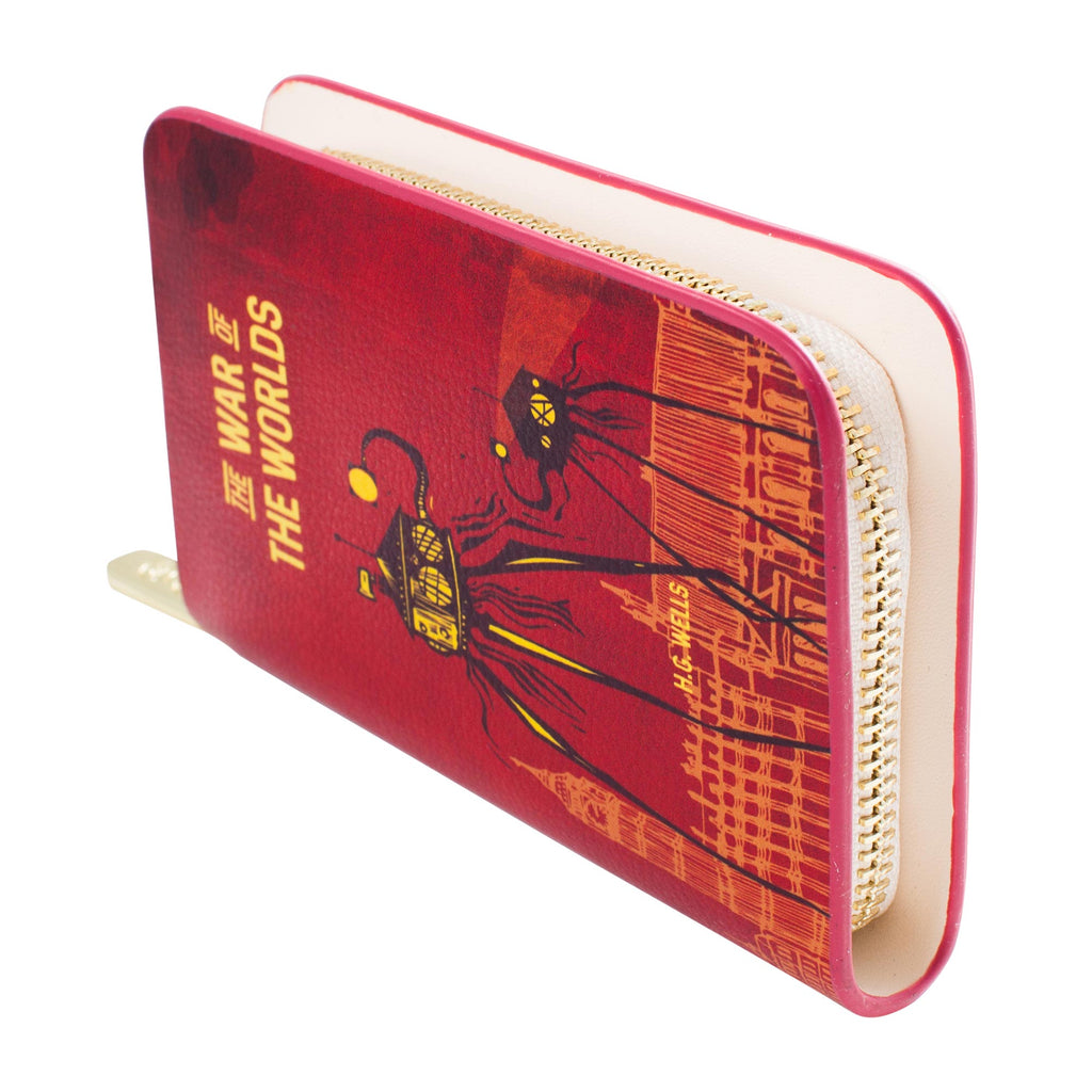 The War of the Worlds Red Zip Around Purse by H.G. Wells featuring Alien Tripods design, by Well Read Co. - Front