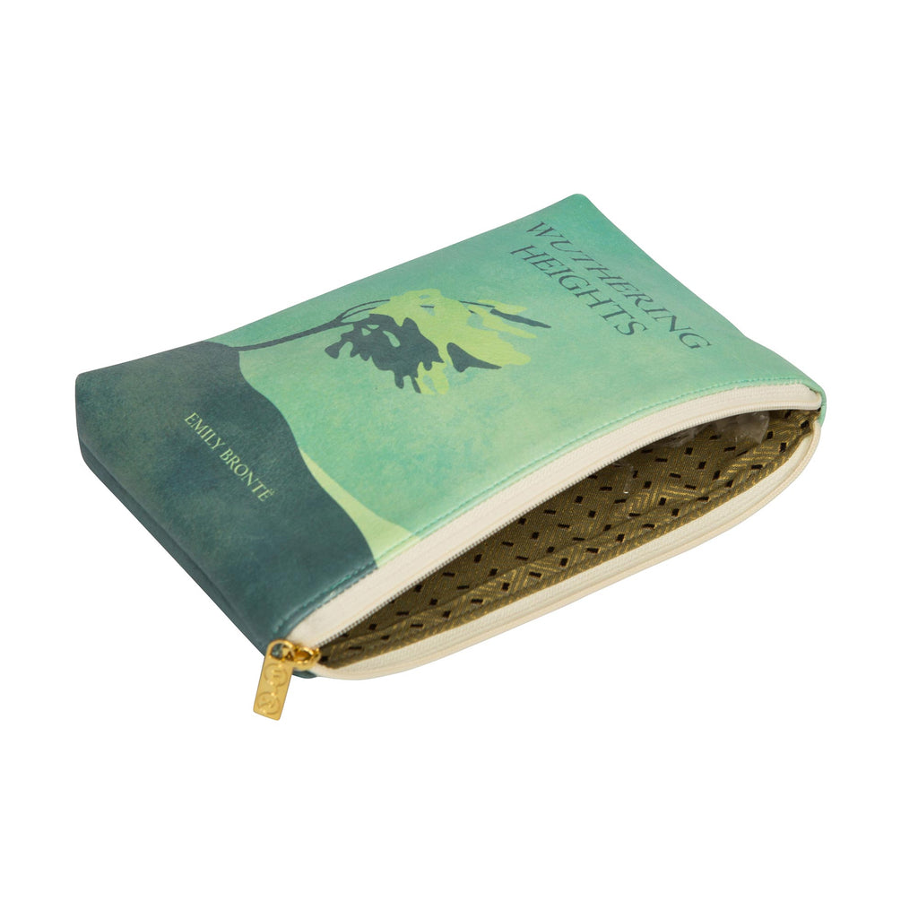 Wuthering Heights Green Pouch Purse by Emily Brontë featuring Lonesome Tree design, by Well Read Co. - Opened Zipper