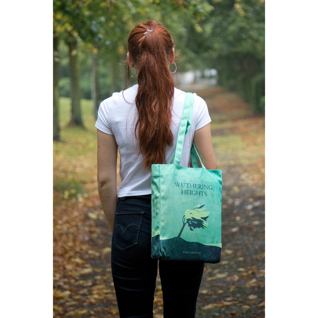 Wuthering Heights Green Tote Bag by Emily Brontȅ featuring Lone Tree design, by Well Read Co. - Model Back Side