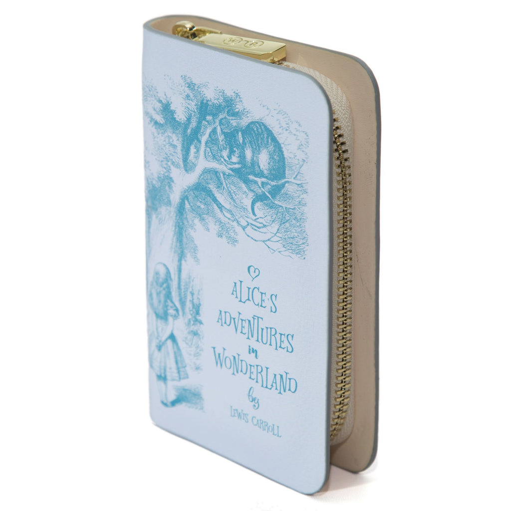 Alice's Adventures in Wonderland Purple Wallet Purse by Lewis Carroll featuring Alice and Cheshire Cat design, by Well Read Co. - Side