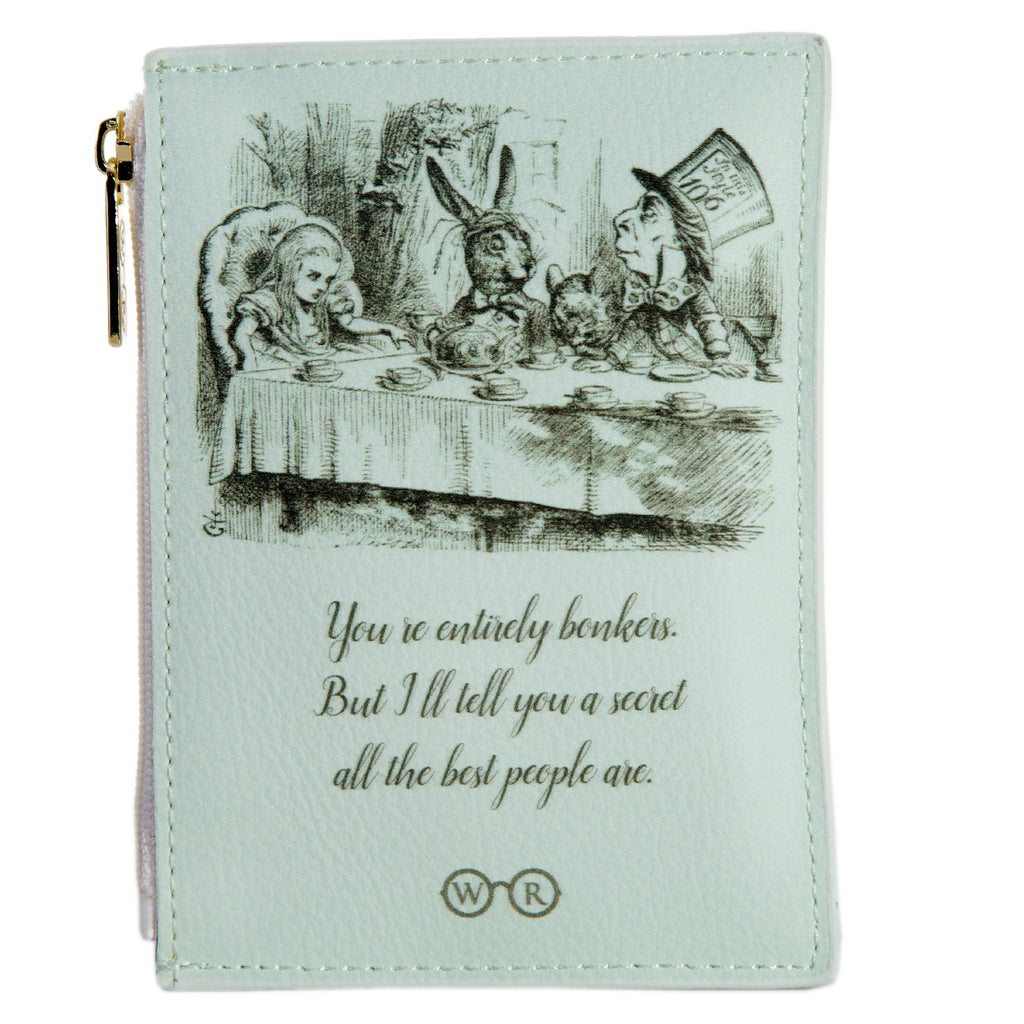 Alice in Wonderland Green Coin Purse by Lewis Carroll featuring Mad Hatter's Tea Party design, by Well Read Co. - Back
