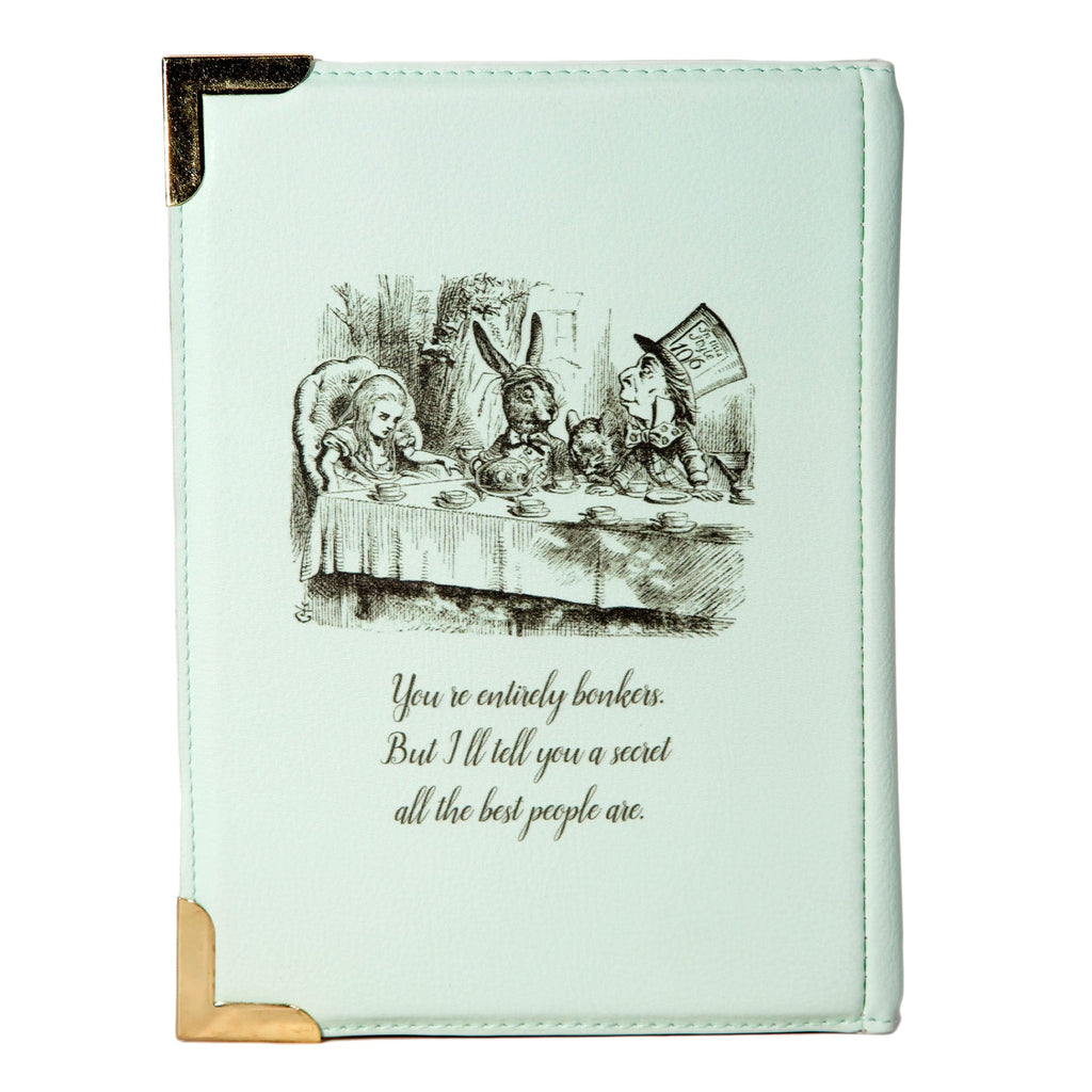 Alice's Adventures in Wonderland Green Handbag by Lewis Carroll featuring Alice and Cheshire Cat design, by Well Read Co. - Back