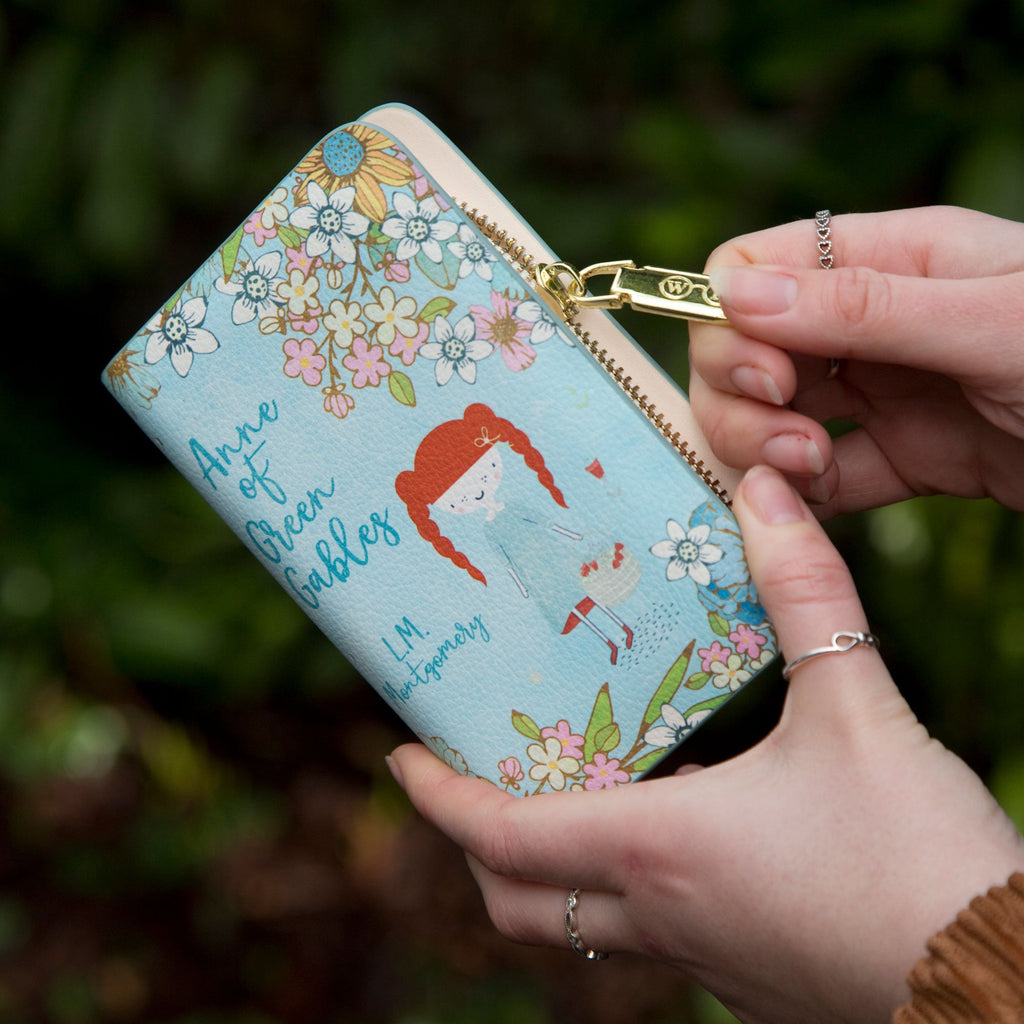 Anne of Green Gables Blue Wallet Purse by Lucy Maud Montgomery featuring Floral Design, by Well Read Co. - Hands