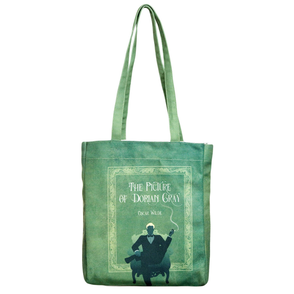 The Picture of Dorian Gray Blue Tote Bag by Oscar Wilde featuring Gentleman and Cigar design, by Well Read Co. - Side