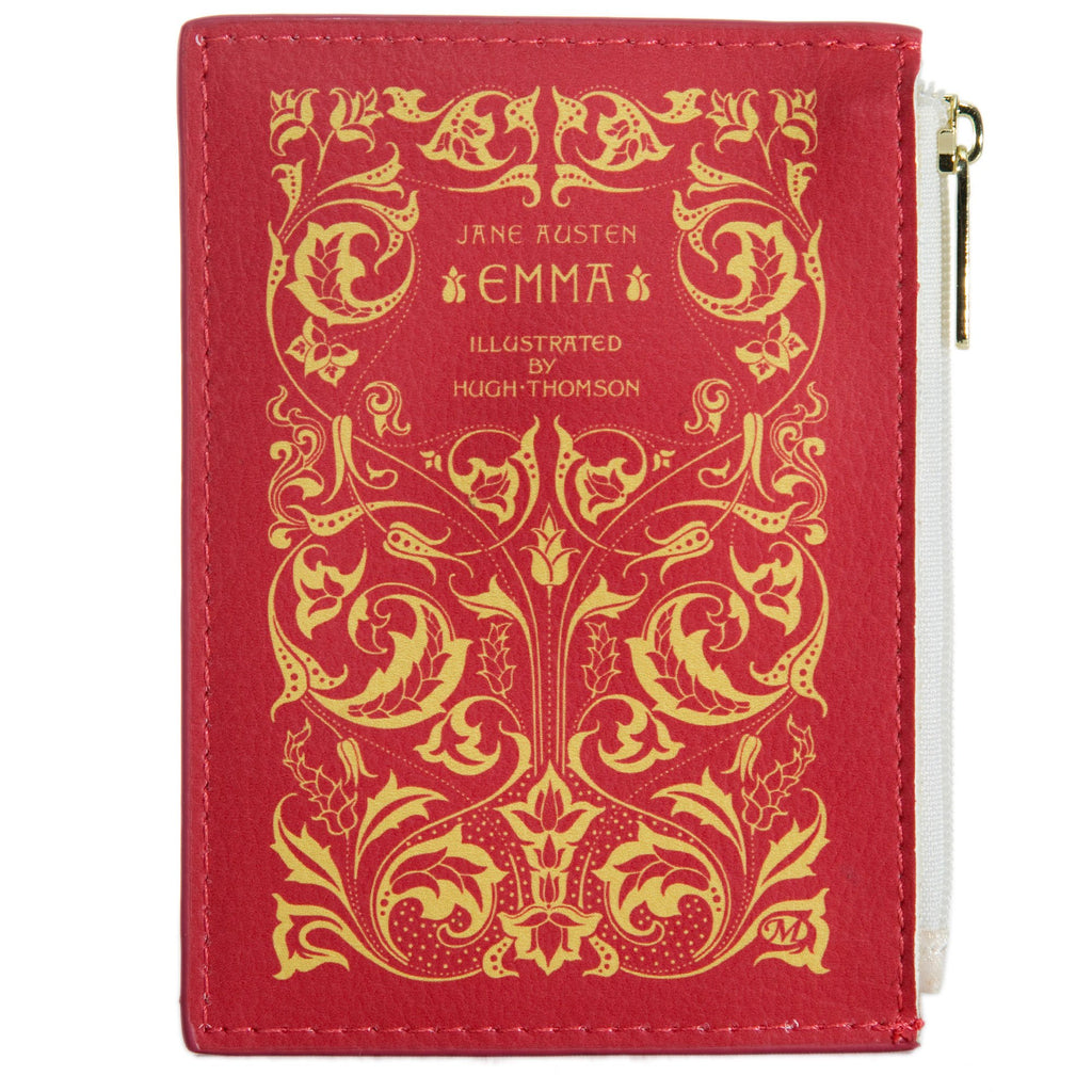 Emma Red Coin Purse by Jane Austen with Gold Leaf design, by Well Read Co. - Fronts