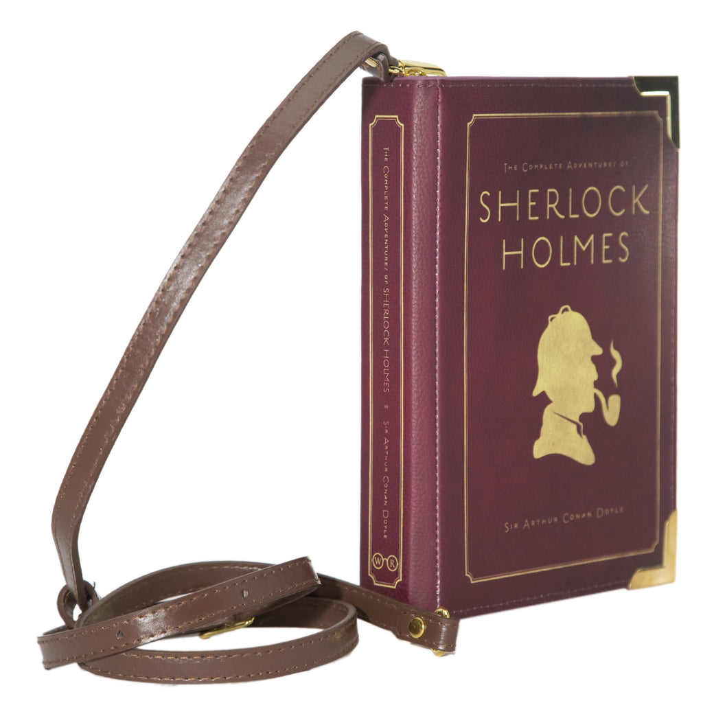 Sherlock Holmes Burgundy Handbag by Arthur Conan Doyle featuring Sherlock Holmes Silhouette design, by Well Read Co. - Side