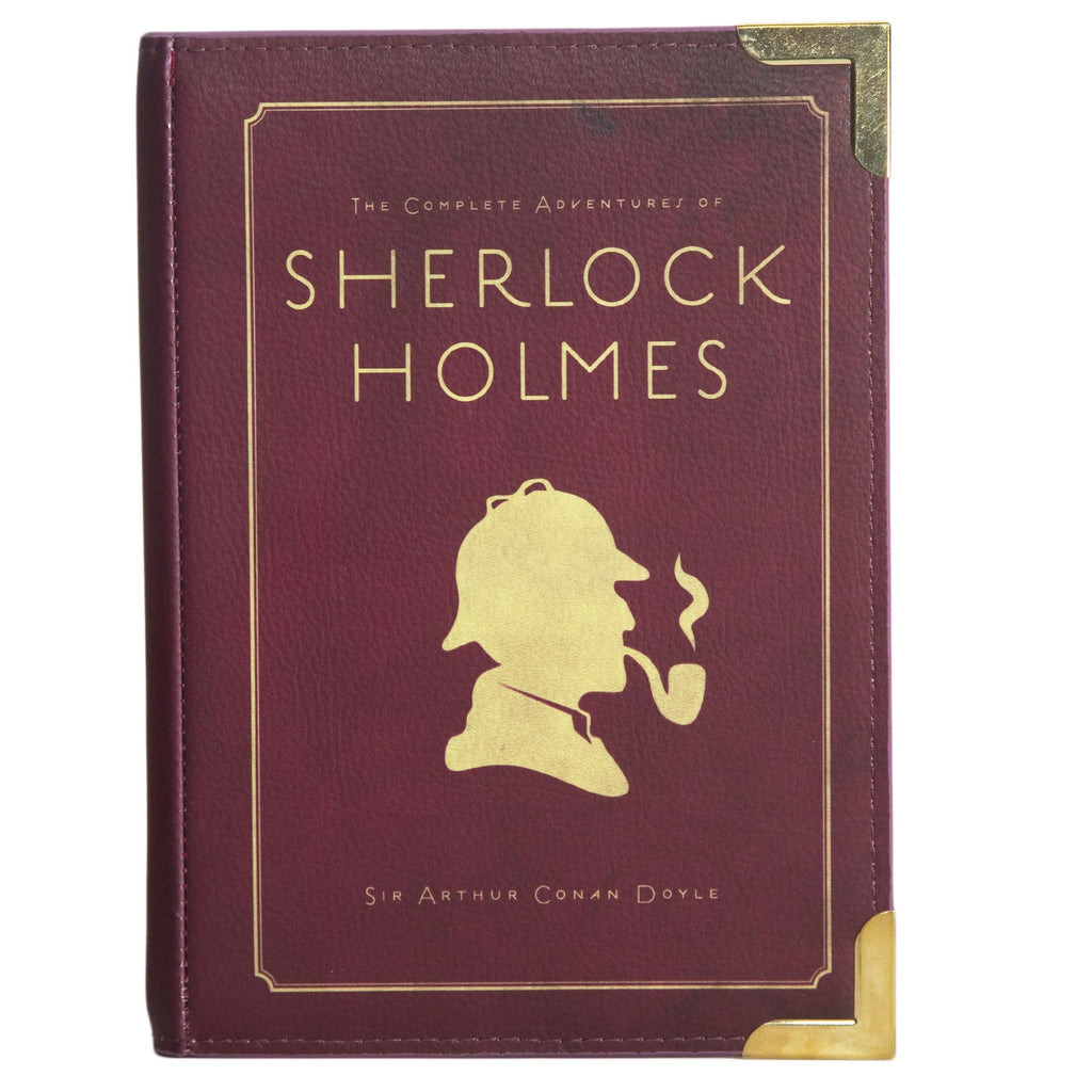 Sherlock Holmes Burgundy Handbag by Arthur Conan Doyle featuring Sherlock Holmes Silhouette design, by Well Read Co. - Front