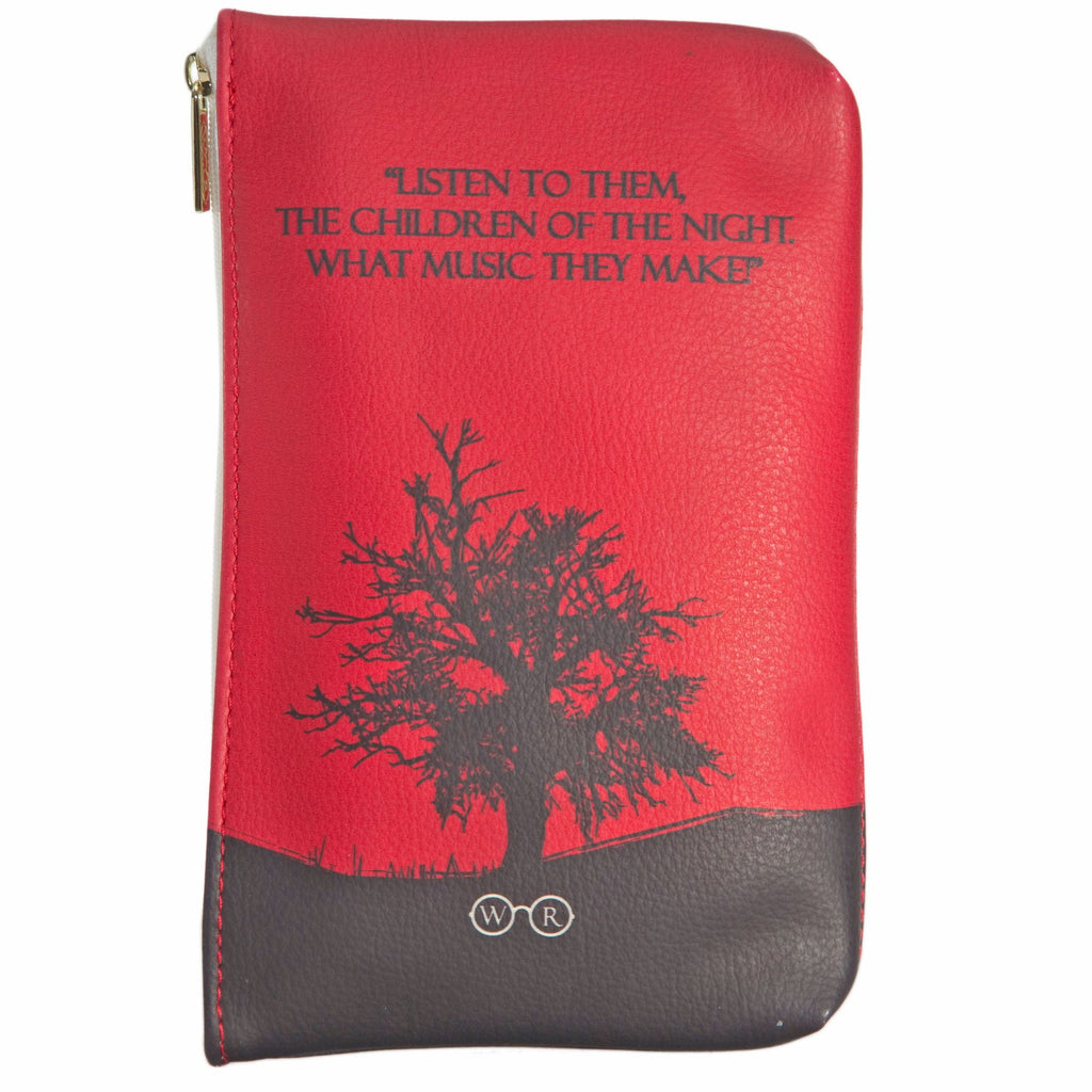 Dracula Red Pouch Purse by Bram Stoker featuring Castle and Bats design, by Well Read Co. - Back