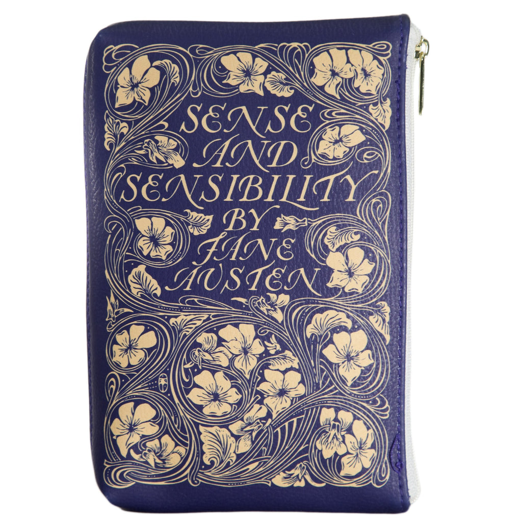 Sense and Sensibility Red Pouch Purse by Jane Austen featuring Ornate Gold Flower design, by Well Read Co. - Front