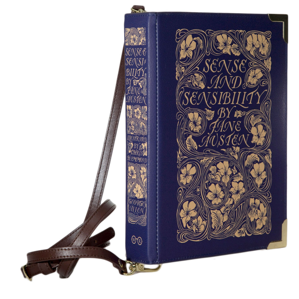 Sense and Sensibility Blue Handbag by Jane Austen with Ornate Gold Flower design, by Well Read Co. - Inside